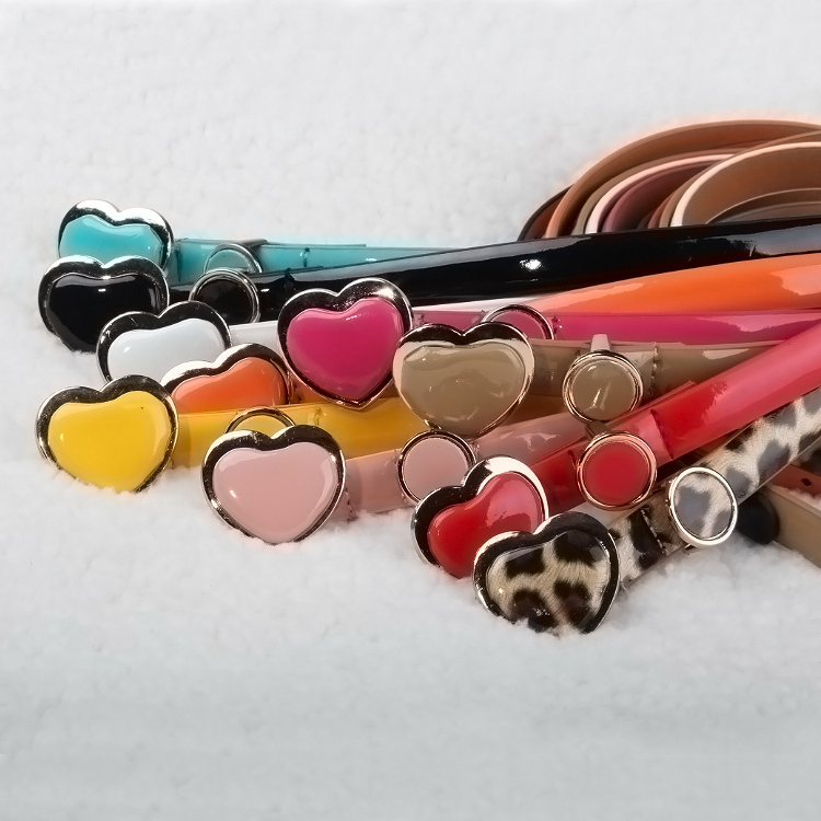 Japanned leather thin belt female candy color heart bag buckle intellectuality women's strap