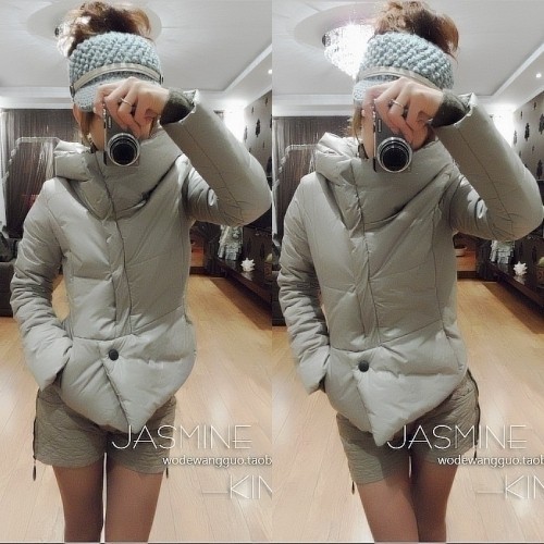 Jasmine autumn winter fashion silver Women thermal cotton-padded jacket outerwear with a hood shorts wadded jacket