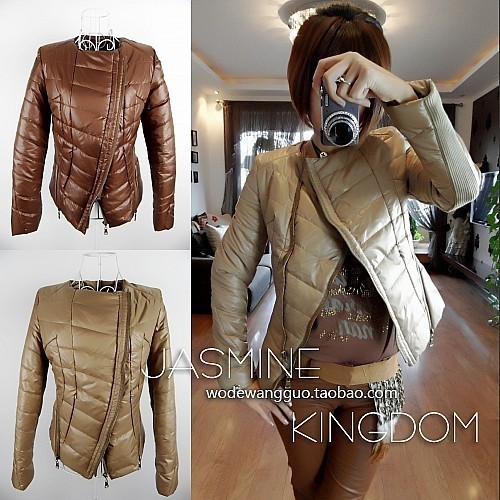 Jasmine knitted patchwork cotton-padded jacket zipper Women wadded jacket short jacket 1772