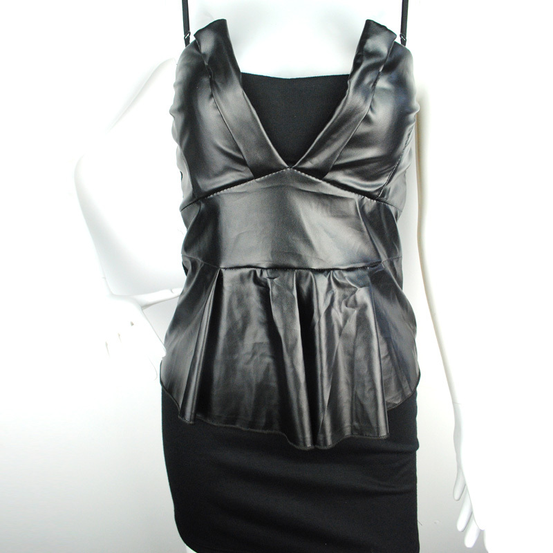 Jasmine wardrobe - autumn sexy faux leather one-piece dress - 801