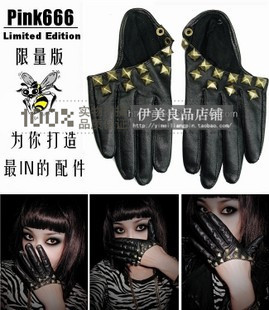 Jazz dance rivet leather gloves fashion gloves