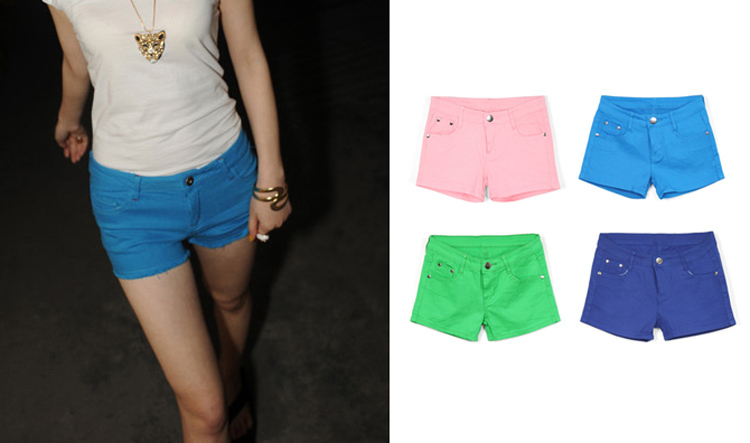 Jc fashion wind 2012 AMIO candy color female shorts multicolour shorts denim shorts