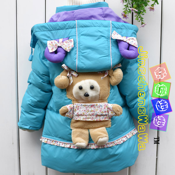 Jcy1108 autumn and winter new arrival mitch medium-long female child down coat three-dimensional pattern