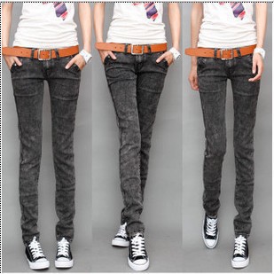 jeans female skinny pants spring black pencil pants