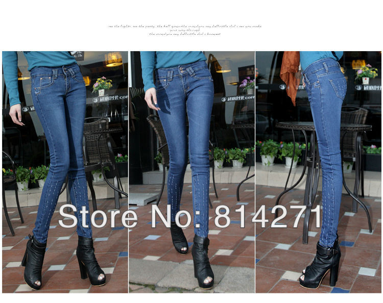 jeans women 2013 Wholesale & retail  Women Fashion skinny pants sexy tight pencil brand denim high waist jeans fa 308 size 26-31