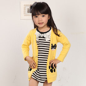 Jelly color children 2012 clothing female child spring and autumn long design long-sleeve knitted solid color cardigan