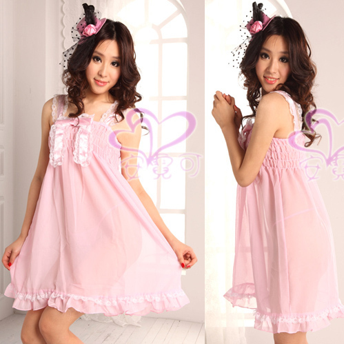 Jester sexy nightgown derlook nightgown lace decoration pink temptation nightgown sexy one-piece dress
