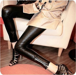 Jf015 lele : thin quality zipper faux leather legging zipper fashion sexy women pant sheath black PU free shipping