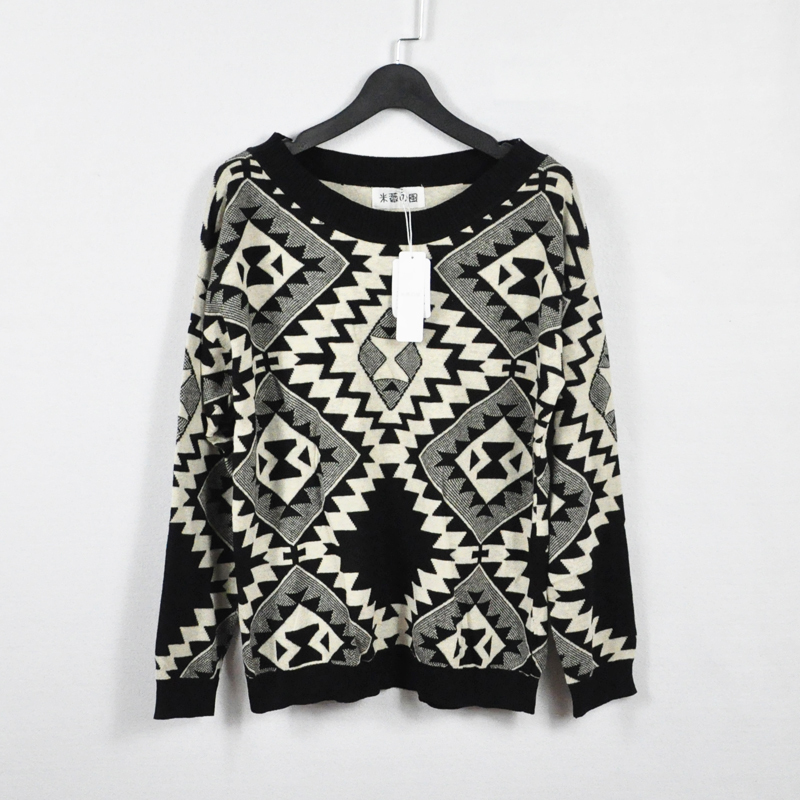 Jj mercuryduo vintage big hot-selling geometric figure bunt sweater vivi SH