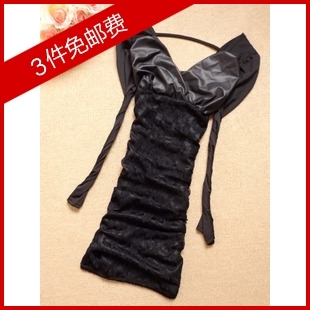Jjc squeegee faux leather elastic lace patchwork racerback sexy long-sleeve dress