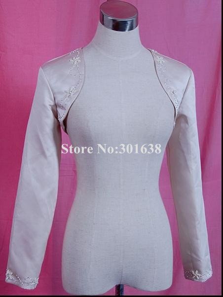 jk-028 Modest long sleeves color custom made satin Bridal Wraps/jackets