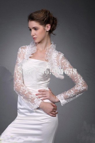 jk-059  New arrival elegant long sleeves lace Bridal Wraps/jackets