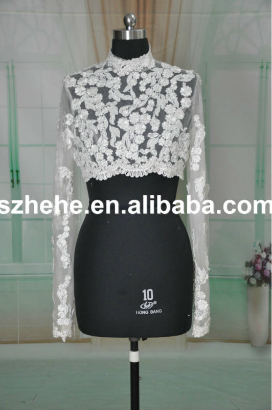 JK001-1 Real samples elegant high neck long sleeve wedding dress jackets