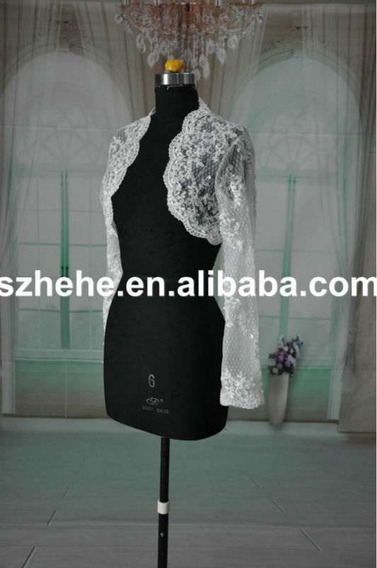JK015 Beautiful scallop long sleeve bolero wedding dress jackets