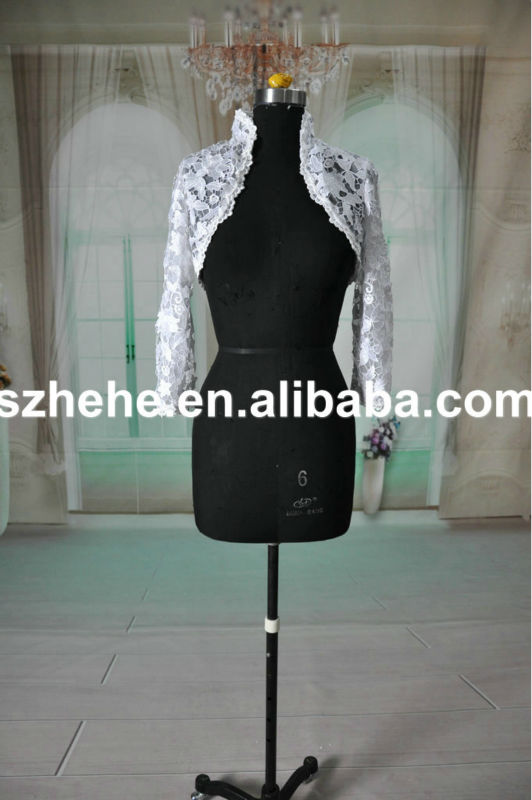 JK020 Elegant flower lace long sleeve scallop bolero 2013 wedding dress jacket