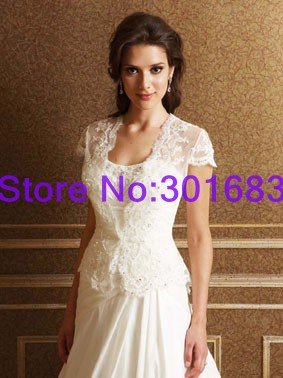 Jk050 Elegant Short Sleeves Custom Lace Bridal Wedding Bolero Jacket Hot Sale 2012