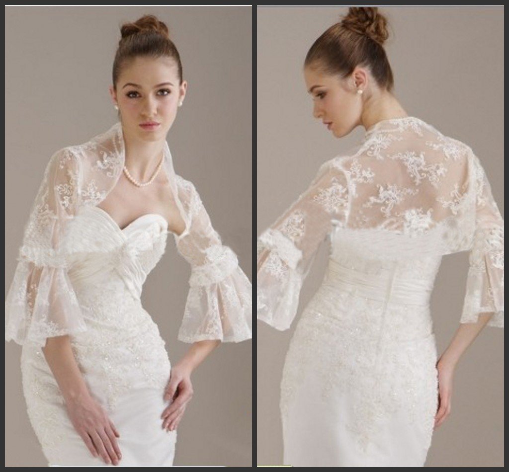 Jk057 new style half sleeves lace wedding jacket bridal boleros sexy wrap free shipping