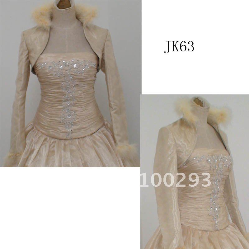 JK63   Free shipping women Beaded long  sleeves wedding jacket