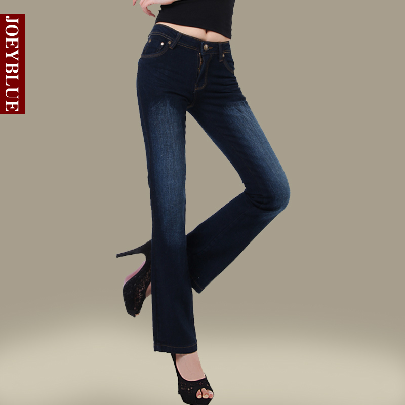 Joeyblue spring flare trousers jeans trousers female thin fashion wide leg pants mid waist