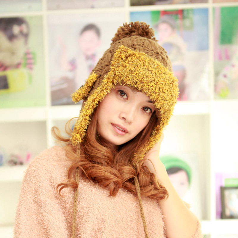 Jolin Ear protector cap macrospheric knitted hat autumn and winter Women thermal knitted hat