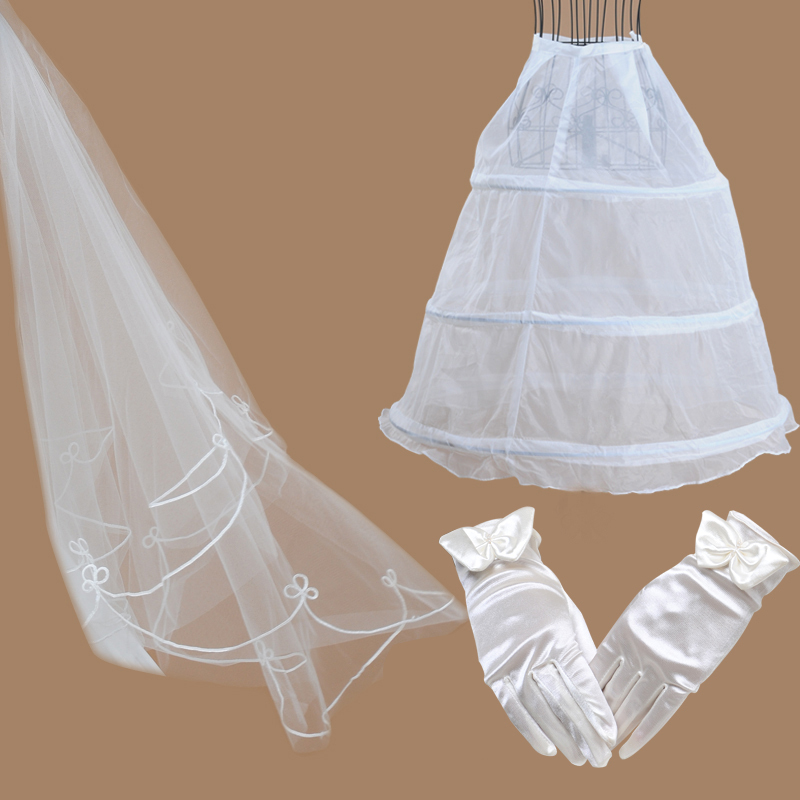 Jonadab wedding formal dress accessories gloves veil pannier combination set the bride wedding accessories