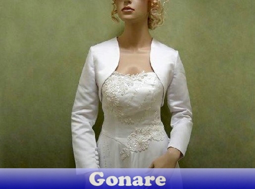 JT010 Gonare Free Shipping Custom-made 100% Gurantee Elegant Satin Long Sleeve Wedding Jacket For Women