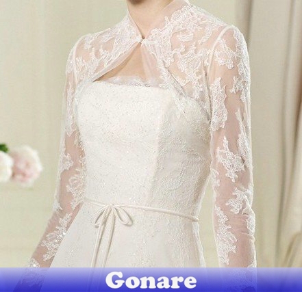 JT023 Gonare Tempting Classy Wedding Decoration Accessories Jacket Bridal Wraps Belero Lace Applique White Color