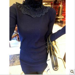 Jto2012 autumn and winter multi-layer pleated lace turtleneck long-sleeve basic sweater women's free shipping