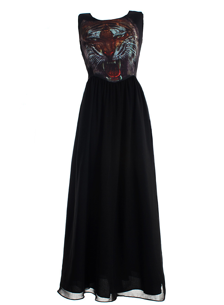 Judyroom French romantic wild punk Black tiger tank dress