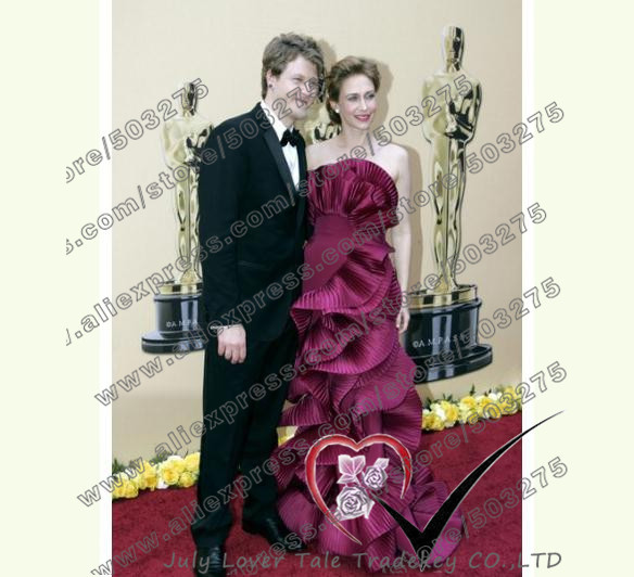 [ July Zang ]  2013 Beauty off shoulder dazzling Formal evening gown lady purple Celebrity Dresses Factory  manufacture