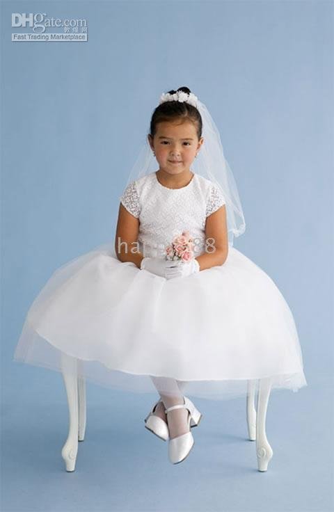 Junior Bridesmaid A-line Round-Neck Knee-Length Organza Flower Girl Dress 2010 style(FGD0108)