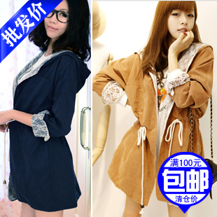 Juniors clothing 2012 autumn guangzhou clothes lacing lace with a hood clothes trench 94