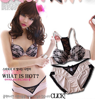 Juniors fashion black lace vest front closure bra underwear set