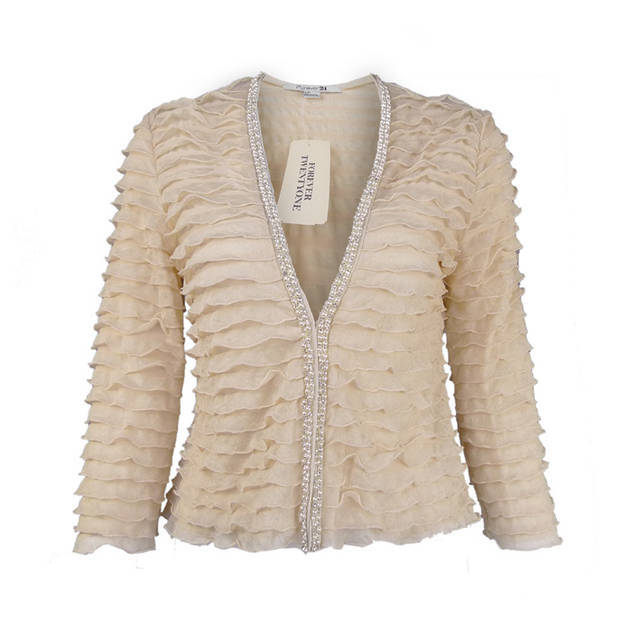 Juniors pearl gem full ruffle hem elegant coat 133005