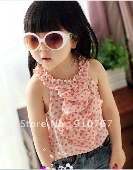 Just arrived sun-top vests 10pcs girl's chiffon shoulder strap vest Children's clothing,