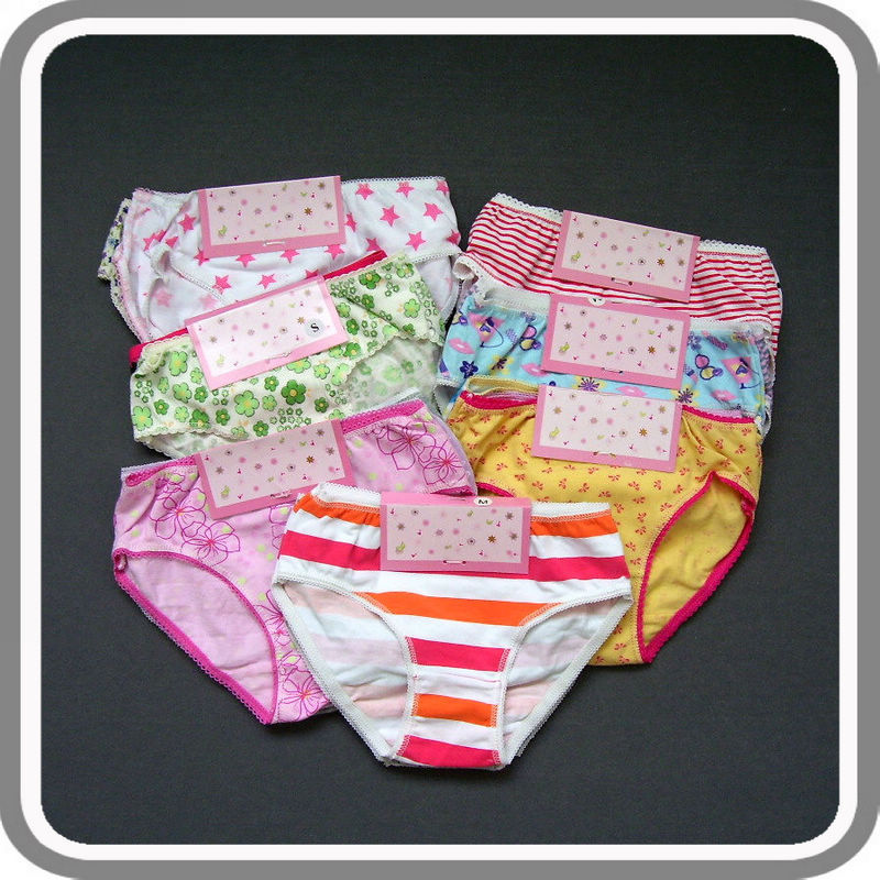 K-035 100% cotton child underwear panties female child floral print panties laciness briefs