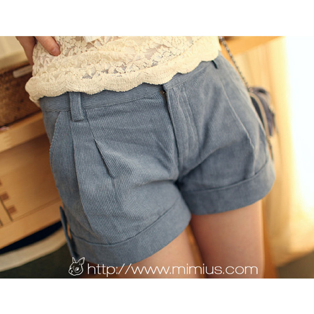 K1964 mimius all-match camel shebian ruffle shorts