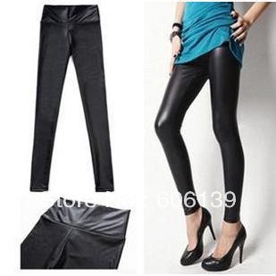 k2724 Tall waist high imitation leather leggings pencil pants, leather pants waist leather pants 10pcs/lot Free Shipping