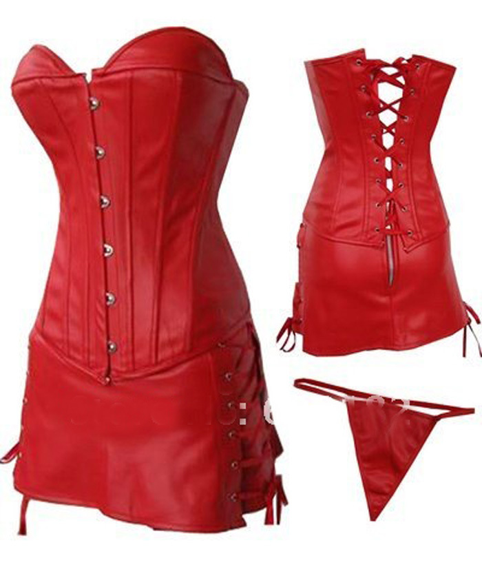 k28 red Dropshipping Women intimates sexy lingerie leather/PVC corset