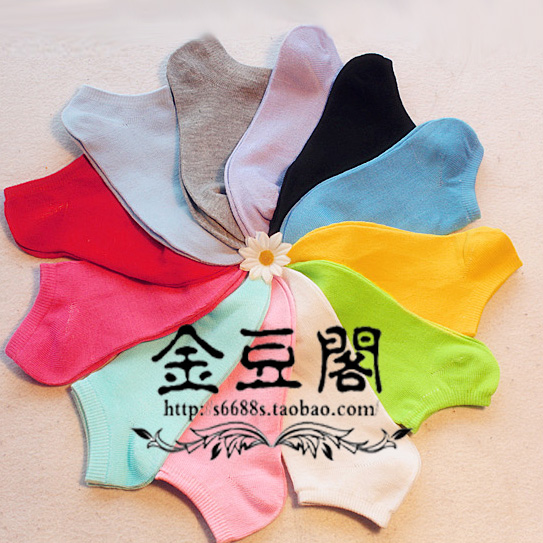 K323 comfortable candy solid color cotton woman sock slippers short socks