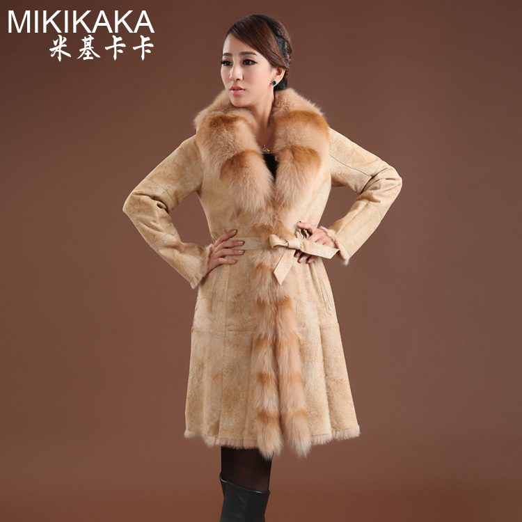 Kaka rabbit fur fox fur one piece fur female long design overcoat women's outerwear