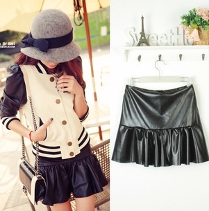 Kaki 2012 new arrival sheepskin short skirt bust skirt leather skirt ,Free shipping