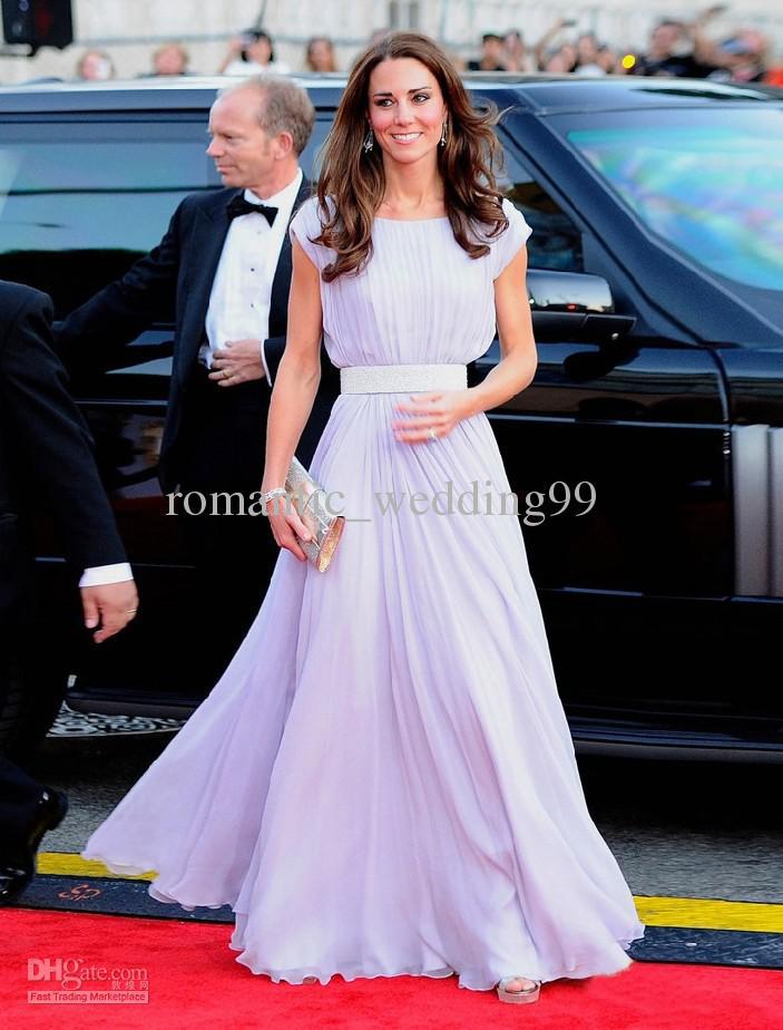 Kate Middleton Empire Evening Dress for BAFTA Brits Gala Red Carpet Chiffon Celebrity Inspired Gowns