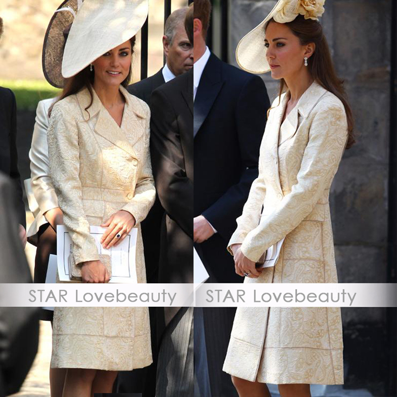 Kate outerwear one-piece dress fashion ol trench beige jacquard overcoat