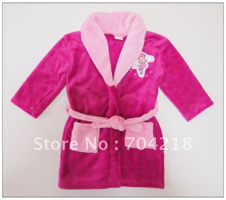 KBR04-  4pcs /lot girl fleece robe microfiber robe kid robe  fleece robe shower robe sleeping wear nightwear bath gown