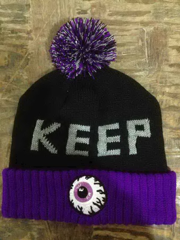 KEEP WATCH MISHKA eye  BEANIE hats most popular ball headwear black purple top quality  freeshipping