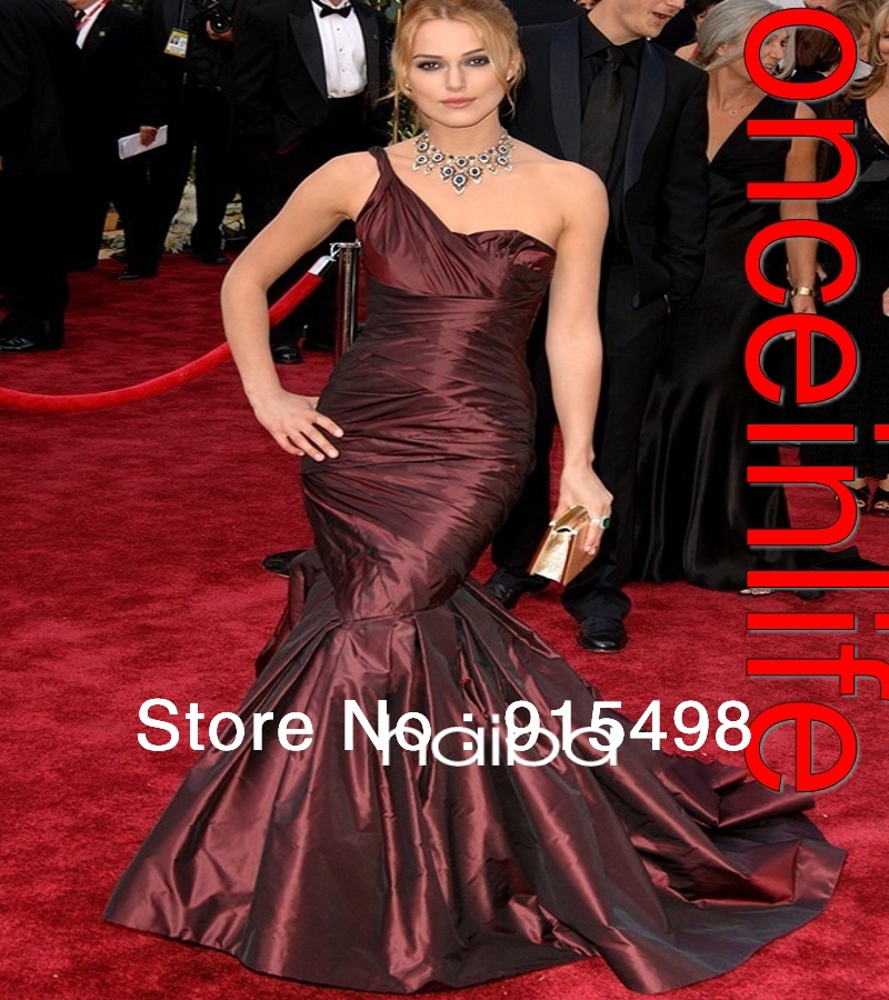 Keira Knightley Academy Awards Mermaid Red Carpet Dress One Shoulder Scoop Taffeta Gown 2013 Fashion Long