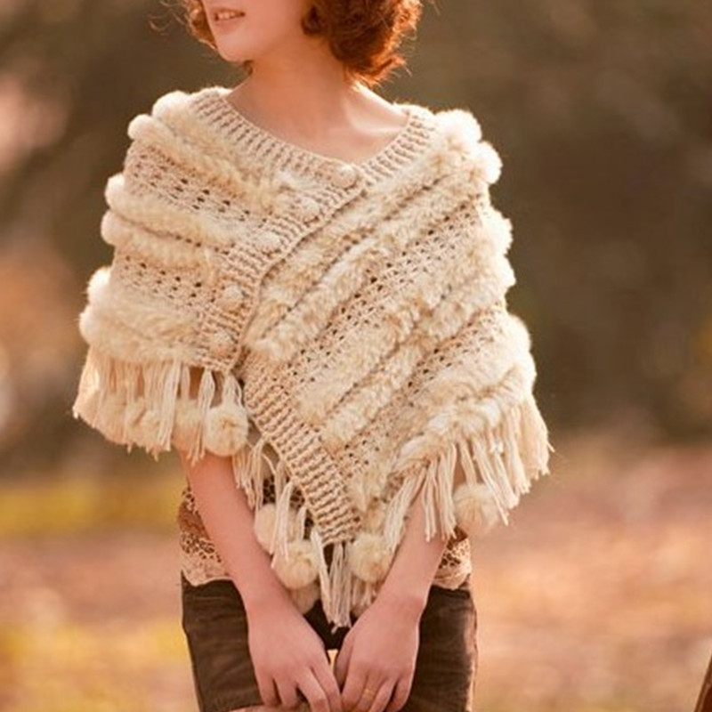 Kelly fur cape rabbit fur shawl rabbit fur tassel dribbled kaross cloak scarf