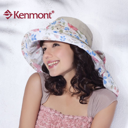 Kenmont anti-uv large brim hat women's summer bow sun-shading hat 0382