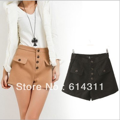 Khaki, gray, black, blue  Europe and the United States more than new wind cloth button fake pocket decoration shorts